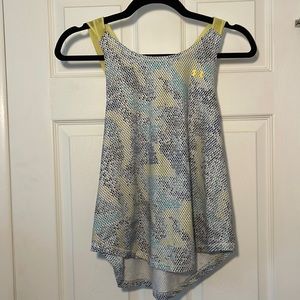 Under Armour white and yellow patterned tank with detailed straps- size M